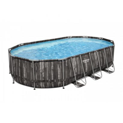 Piscina tubular Power Steel oval madera rustica  